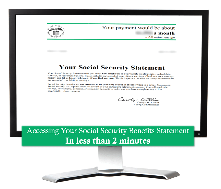 social security statement on a computer screen