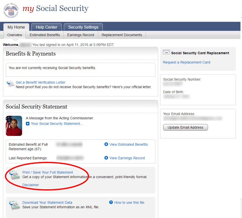 how to get your social security benefits statement